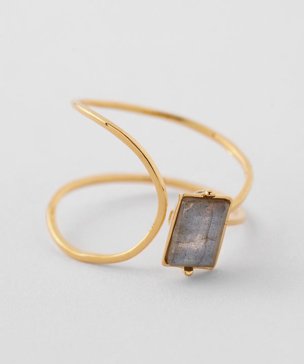 Natural stone x metal line ring [Sheerchic]