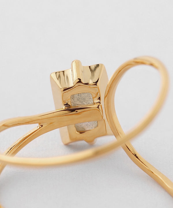 Natural stone x metal line ring [Sheerchic]