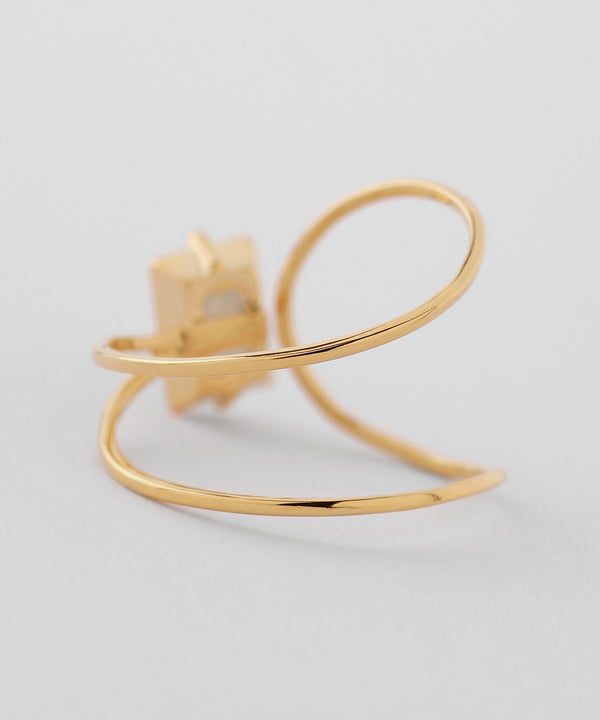 Natural stone x metal line ring [Sheerchic]