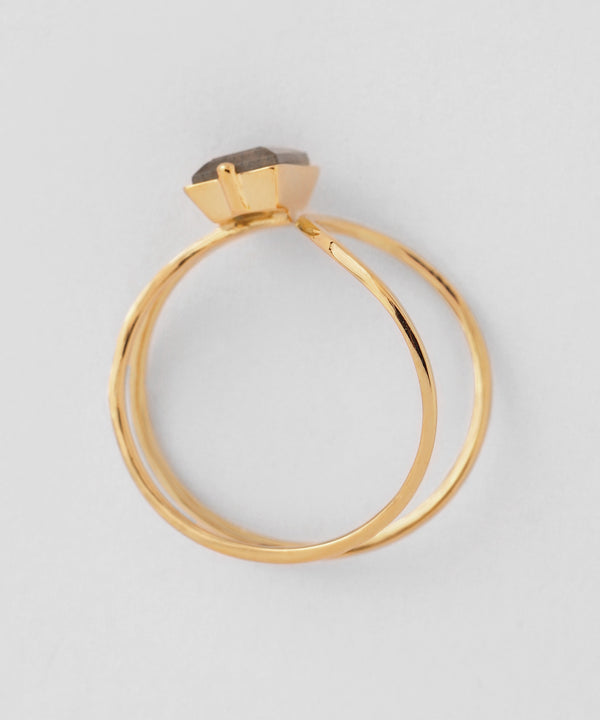Natural stone x metal line ring [Sheerchic]