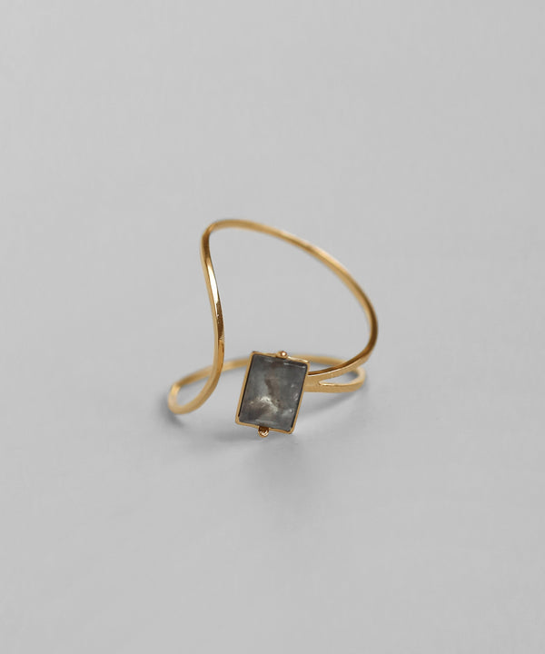 Natural stone x metal line ring [Sheerchic]