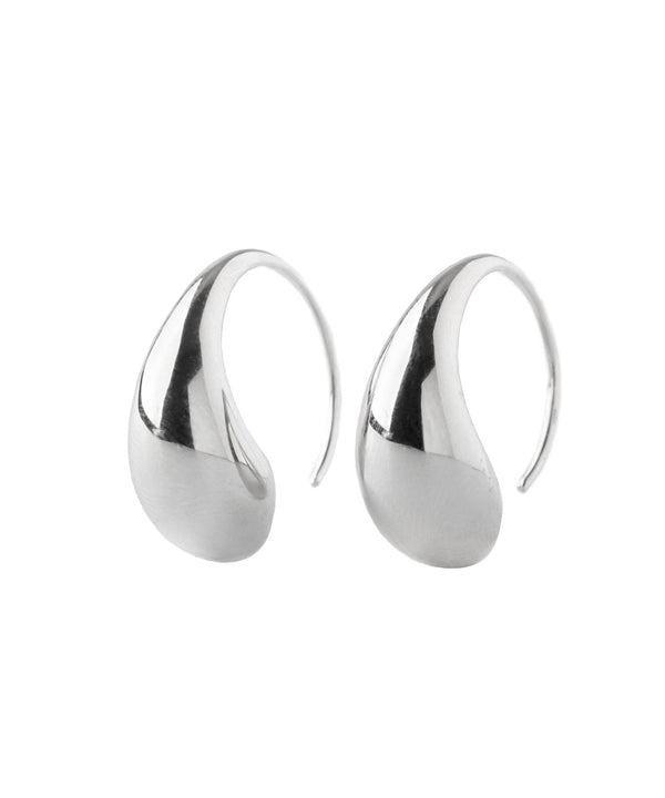 Curved drop hoop earrings