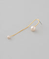 Asymmetric pearl long earrings [Sheerchic]