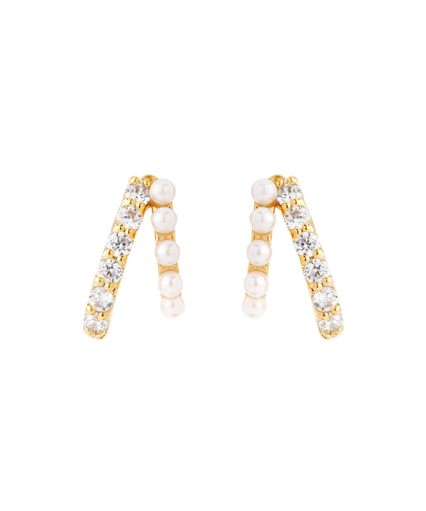 Pearl x Bijou Line Earrings [Sheerchic]