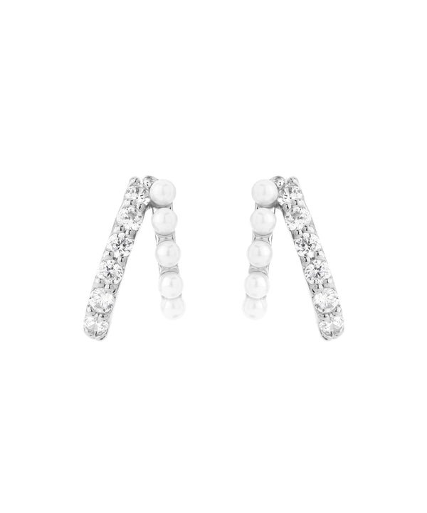 Pearl x Bijou Line Earrings [Sheerchic]