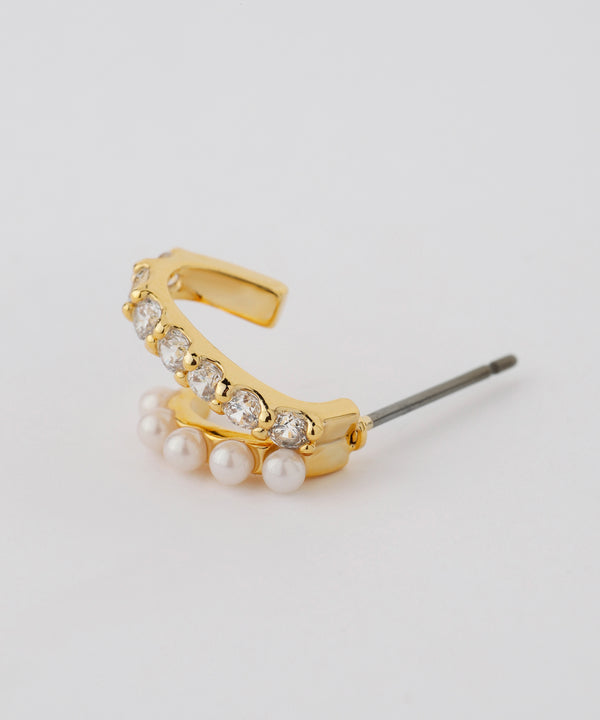 Pearl x Bijou Line Earrings [Sheerchic]