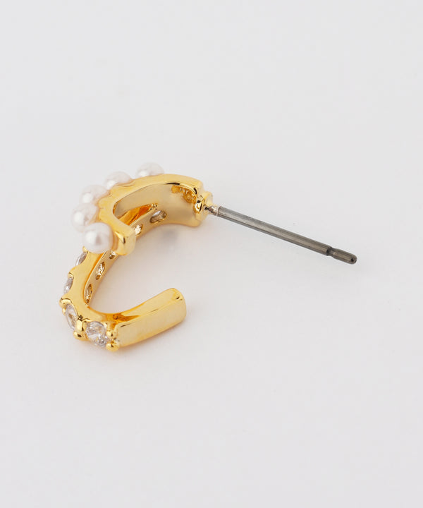 Pearl x Bijou Line Earrings [Sheerchic]