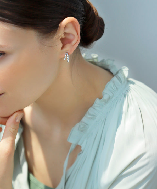Pearl x Bijou Line Earrings [Sheerchic]