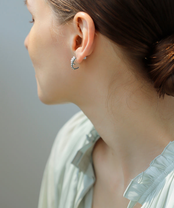 Pearl x Bijou Line Earrings [Sheerchic]