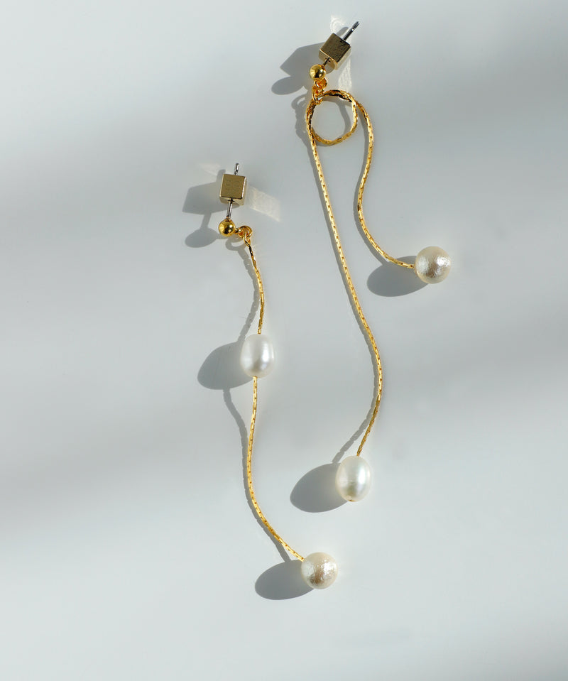 パール×チェーンアシメピアス[Ownideal]