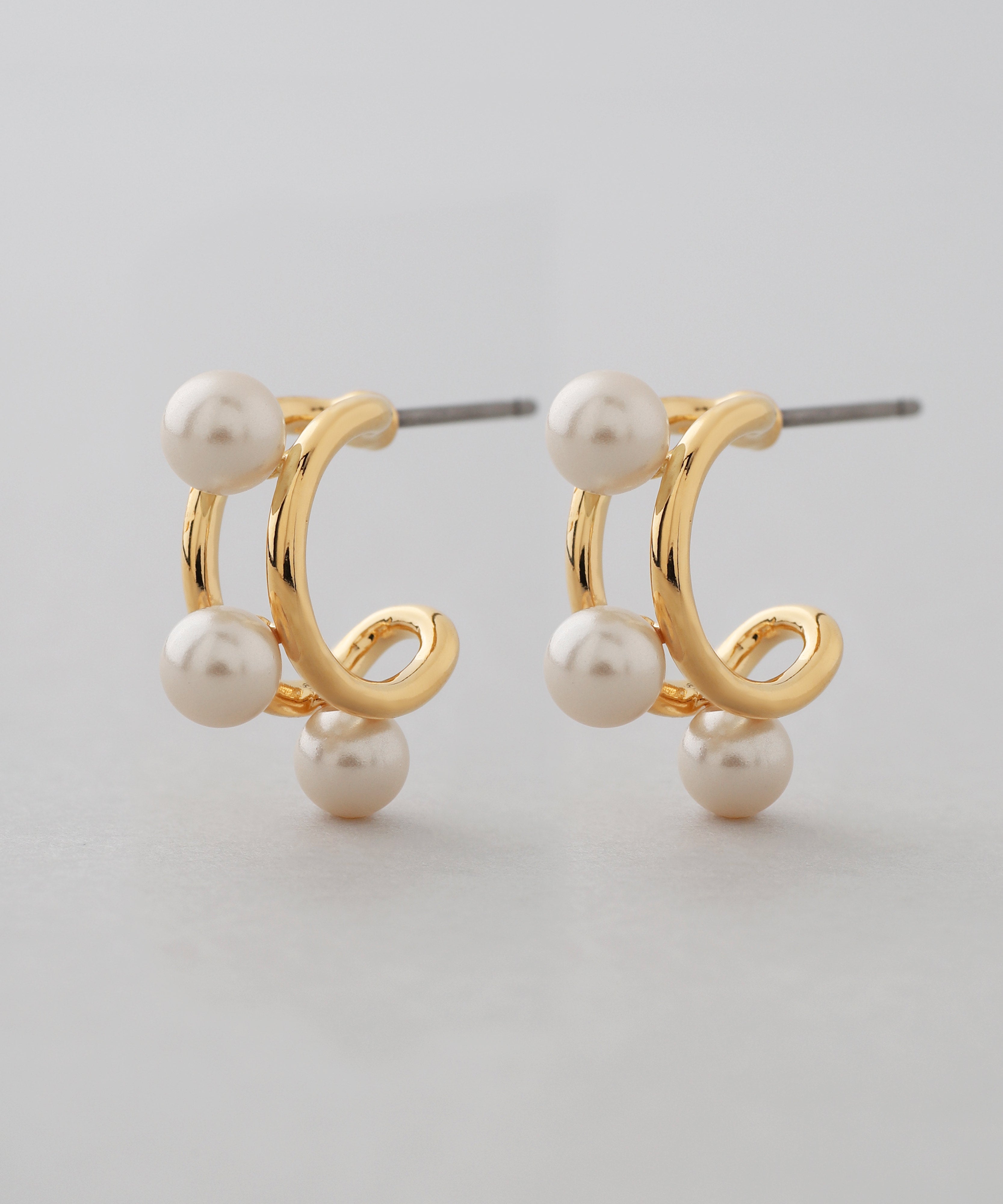 mimi33】パールフープピアス[Sheerchic]｜アネモネ・シエナロゼ