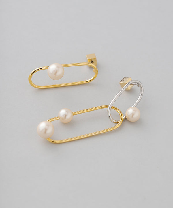 コンビカラーパールピアス[Ownideal]