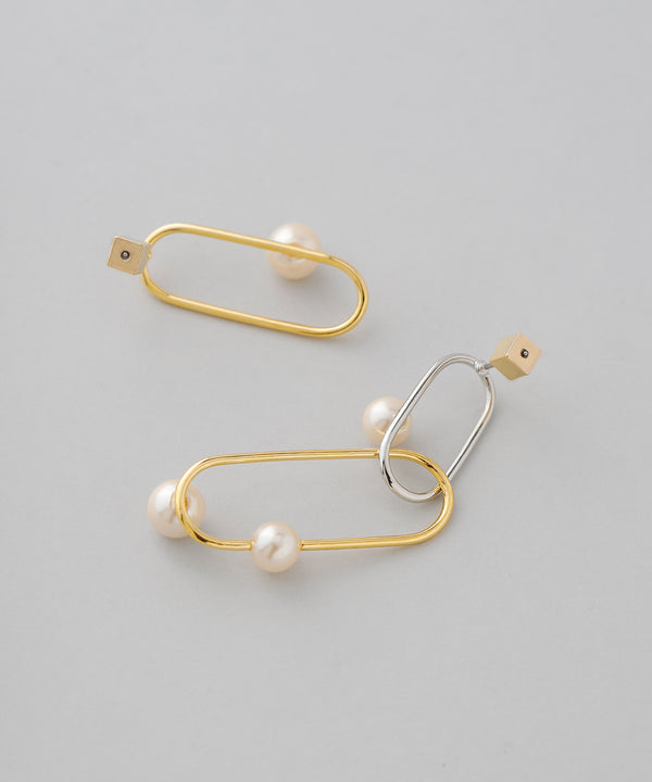 コンビカラーパールピアス[Ownideal]