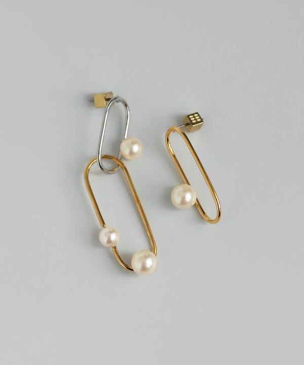 コンビカラーパールピアス[Ownideal]