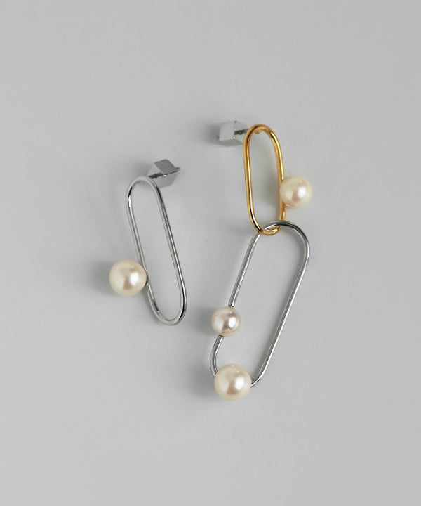 コンビカラーパールピアス[Ownideal]