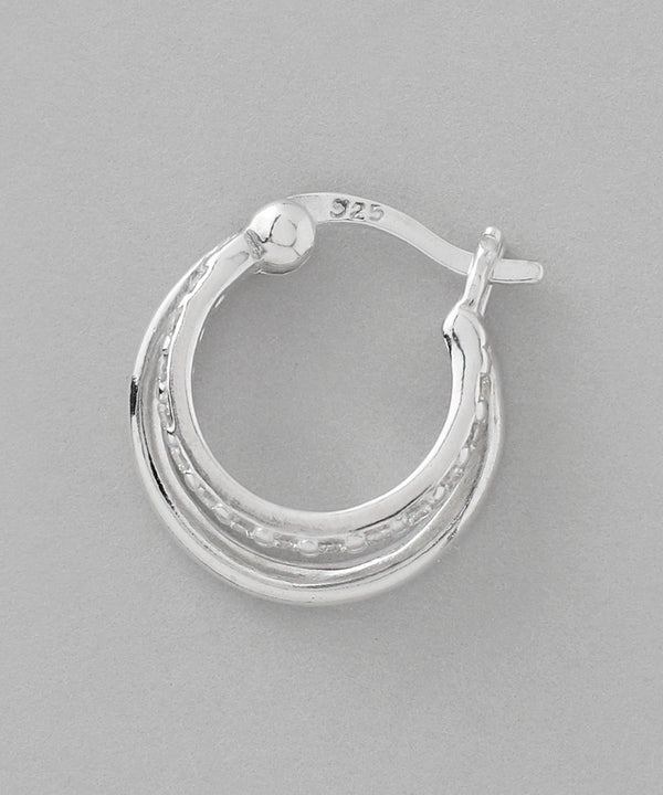 ビジューダブルラインフープピアス[silver925][Basic]