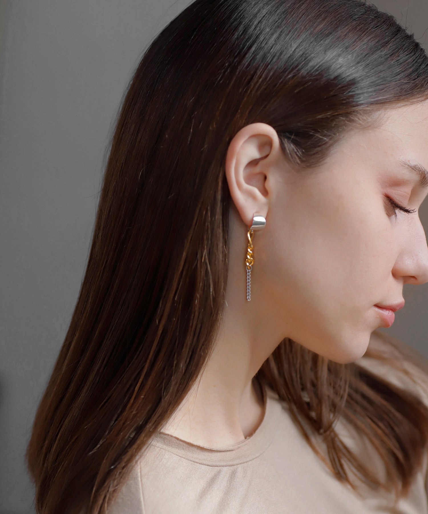 mimi33】コンビカラーチェーンピアス[Ownideal]｜アネモネ・シエナロゼ