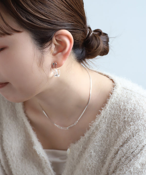 ビジュー×ガラスフープピアス[Ownideal]