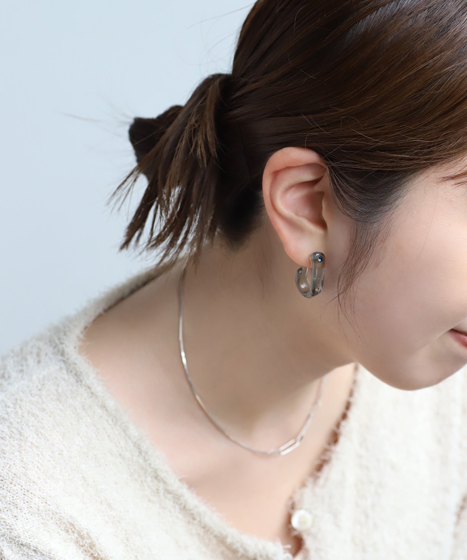 mimi33】ビジュー×ガラスフープピアス[Ownideal]｜アネモネ