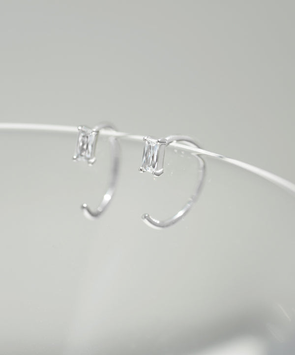スクエアビジューフックピアス[silver925]
