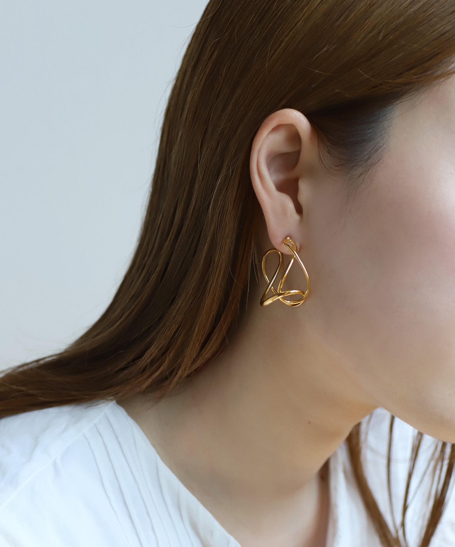 mimi33】ノットフープピアス[Sheerchic]｜アネモネ・シエナロゼ