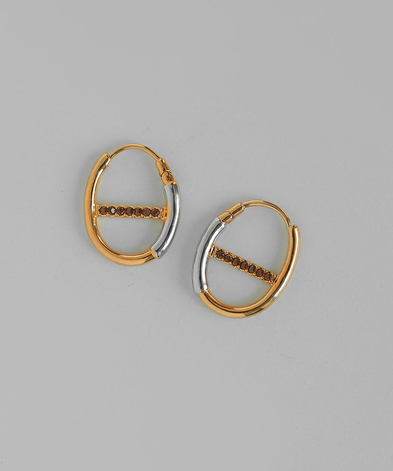 ビジュー×コンビカラーフープピアス[Ownideal]