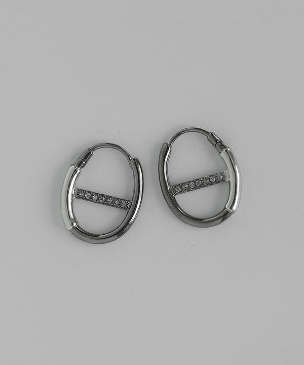 ビジュー×コンビカラーフープピアス[Ownideal]