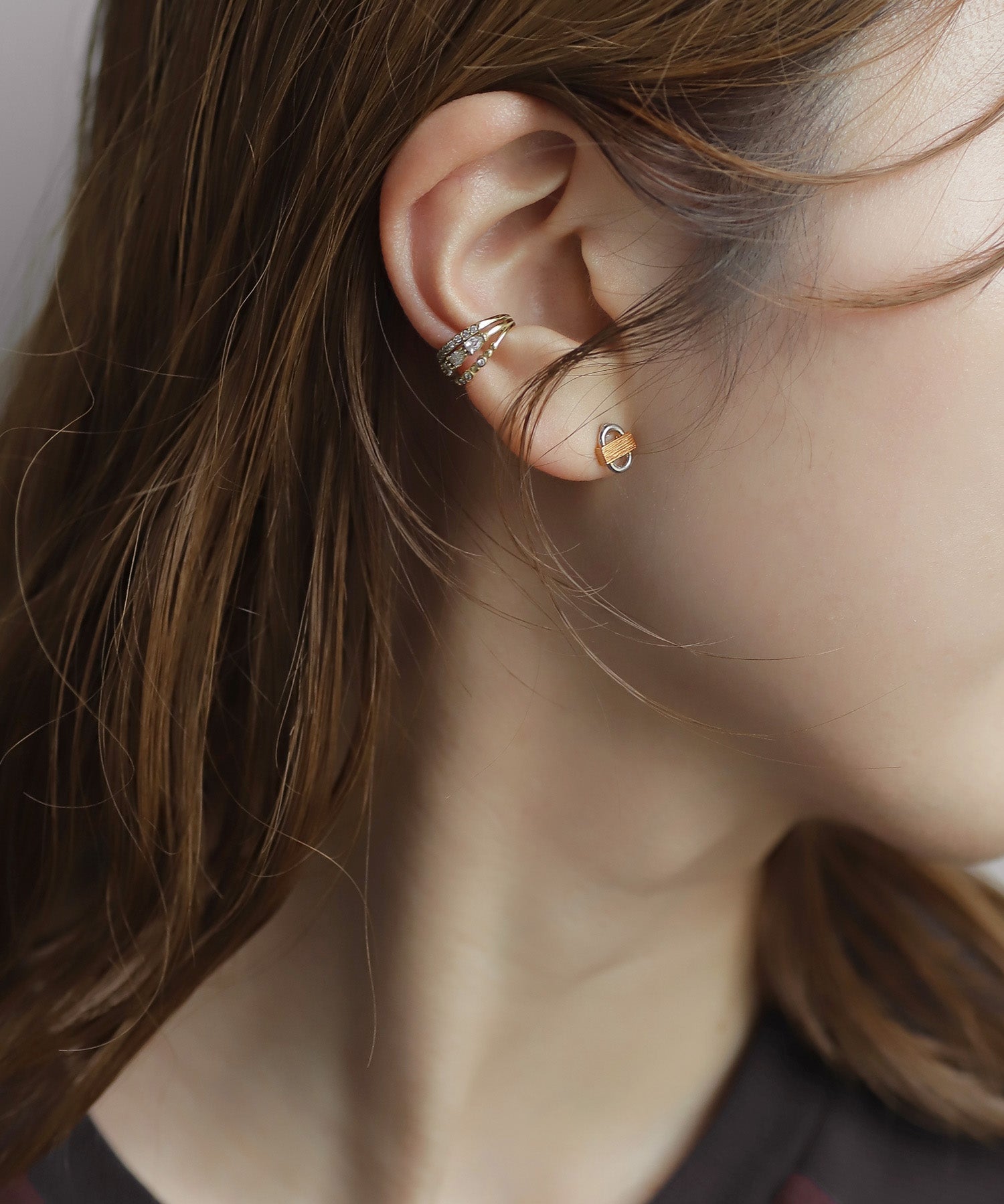 mimi33】コンビカラーデザインピアス[Ownideal]｜アネモネ・シエナロゼ