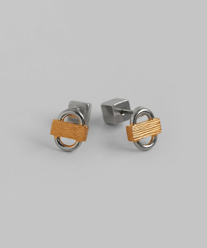 コンビカラーデザインピアス[Ownideal]