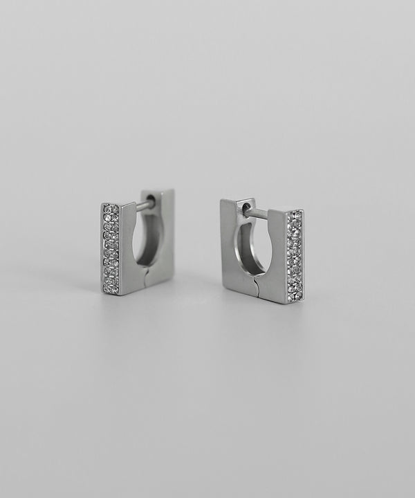 ビジュースクエアフープピアス[Ownideal]