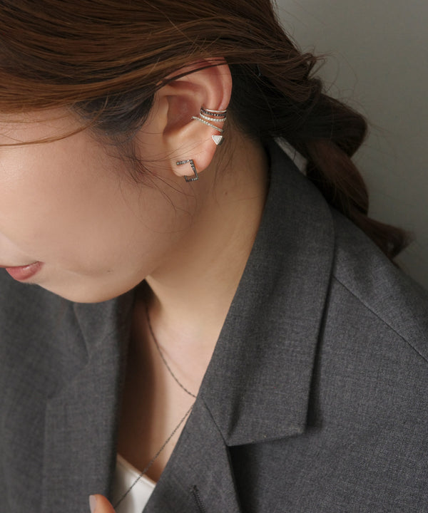 Bijou x Square Line Earrings [silver925] [Sheerchic]