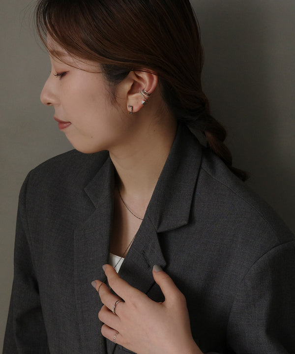 Bijou x Square Line Earrings [silver925] [Sheerchic]