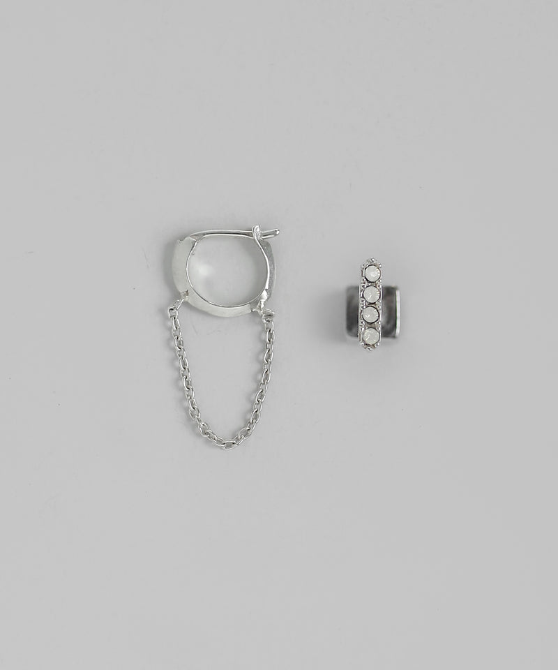 ビジュー×チェーンアシメピアス[silver925][Sheerchic]