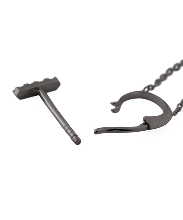 ビジュー×チェーンアシメピアス[silver925][Sheerchic]