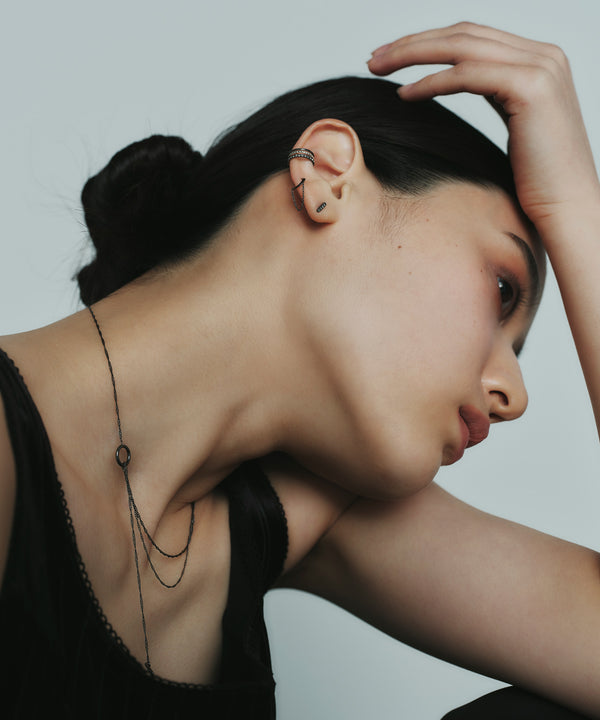 ビジュー×チェーンアシメピアス[silver925][Sheerchic]