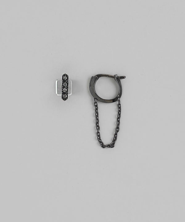 mimi33】ビジュー×チェーンアシメピアス[silver925][Sheerchic