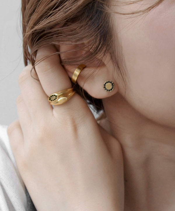 Natural Stone Circle Earrings [Ownideal]