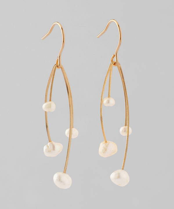 Pearl x Metal Line Earrings [K14GF][Basic]