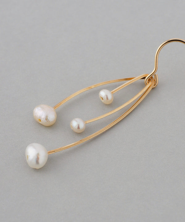 Pearl x Metal Line Earrings [K14GF][Basic]