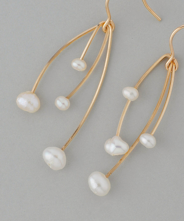 Pearl x Metal Line Earrings [K14GF][Basic]