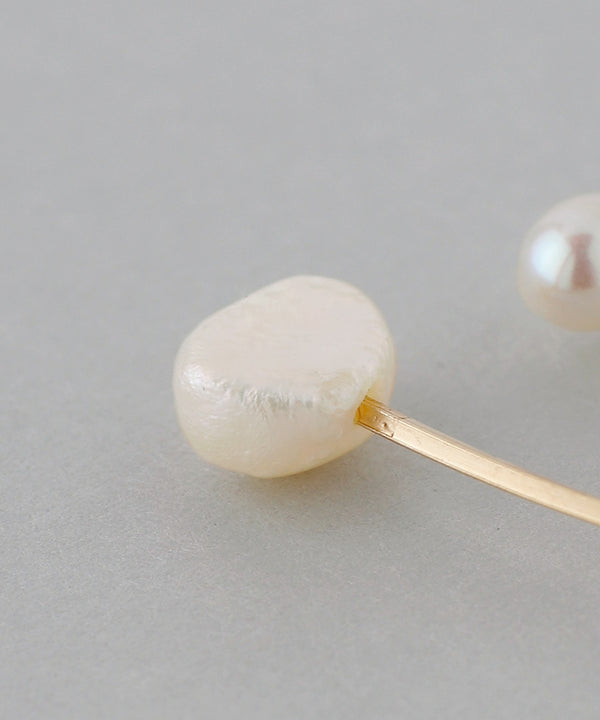 Pearl x Metal Line Earrings [K14GF][Basic]