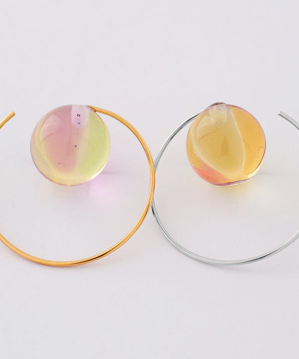 Marble glass hoop earrings [Ownideal]