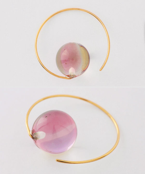 Marble glass hoop earrings [Ownideal]