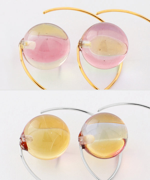 Marble glass hoop earrings [Ownideal]