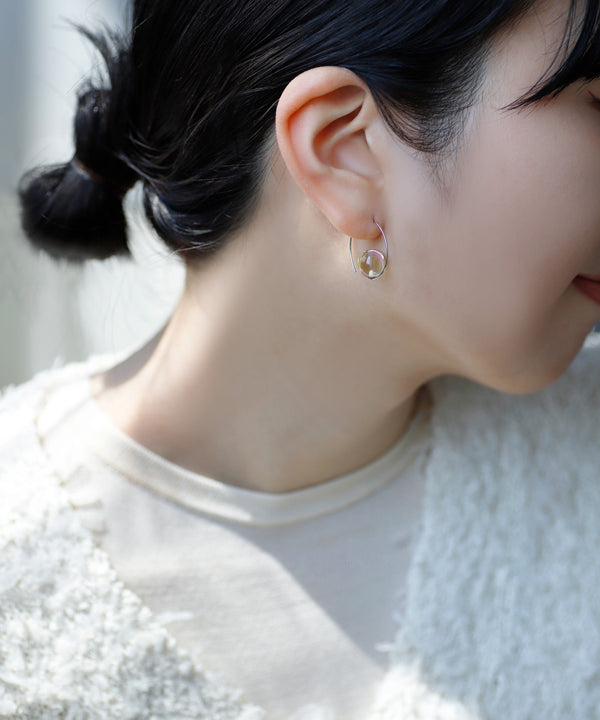 Marble glass hoop earrings [Ownideal]
