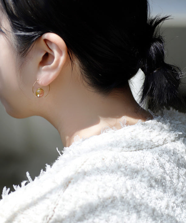 Marble glass hoop earrings [Ownideal]