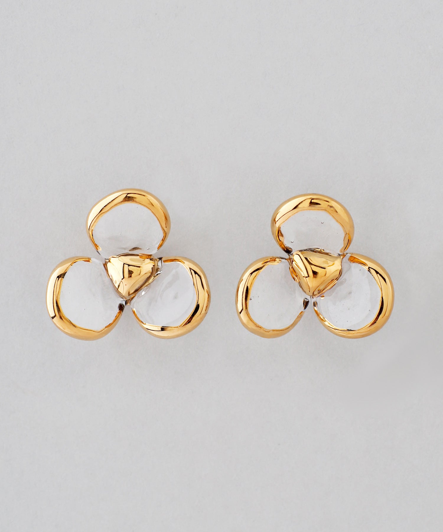 mimi33】ガラス×ゴールドフレームフラワーピアス[Ownideal]｜アネモネ