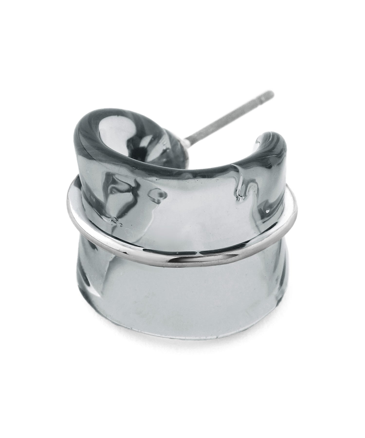 mimi33】プラチナラインガラスフープピアス[Ownideal]｜アネモネ