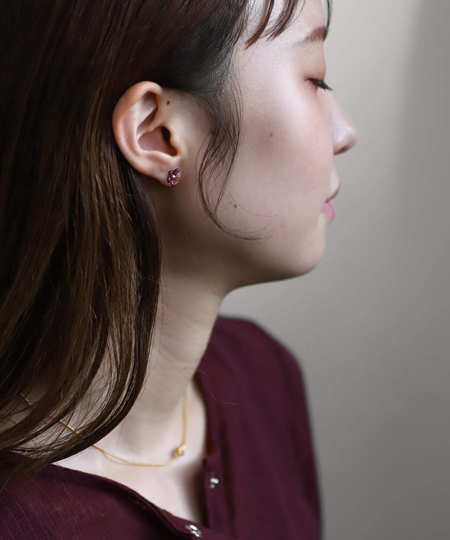 mimi33】ガラスフラワーピアス[Sheerchic]｜アネモネ