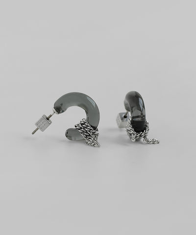 Chain Glass Hoop Earrings [Ownideal]